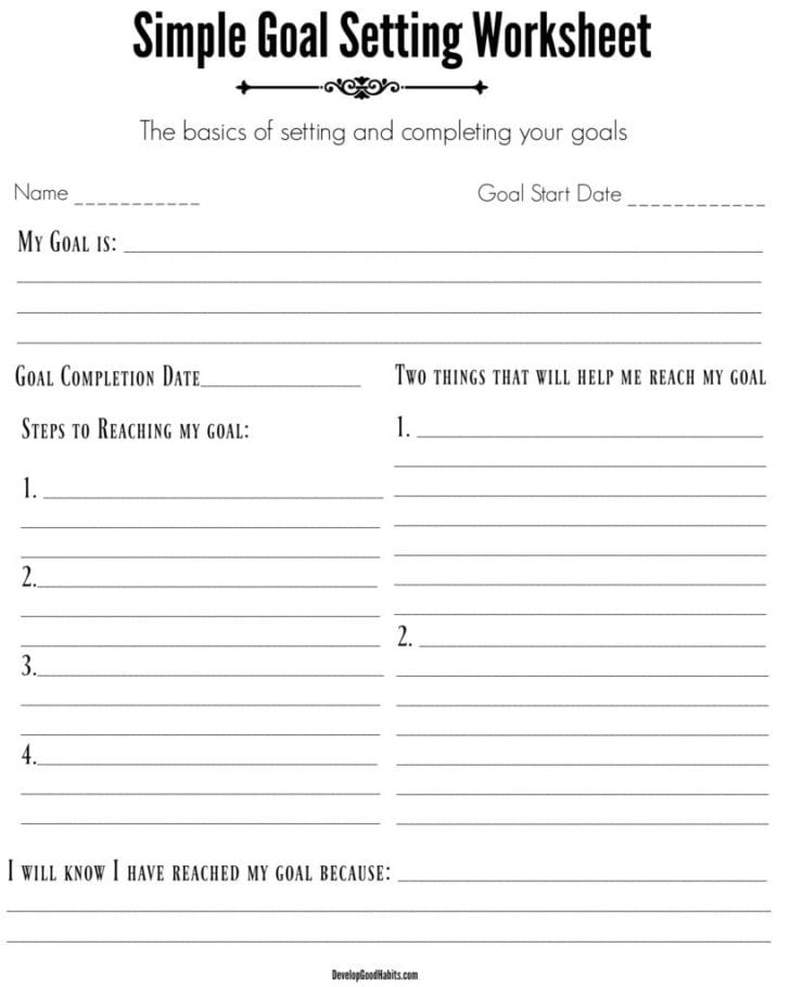 Goal Setting Worksheet For High School Students Pdf Db excel