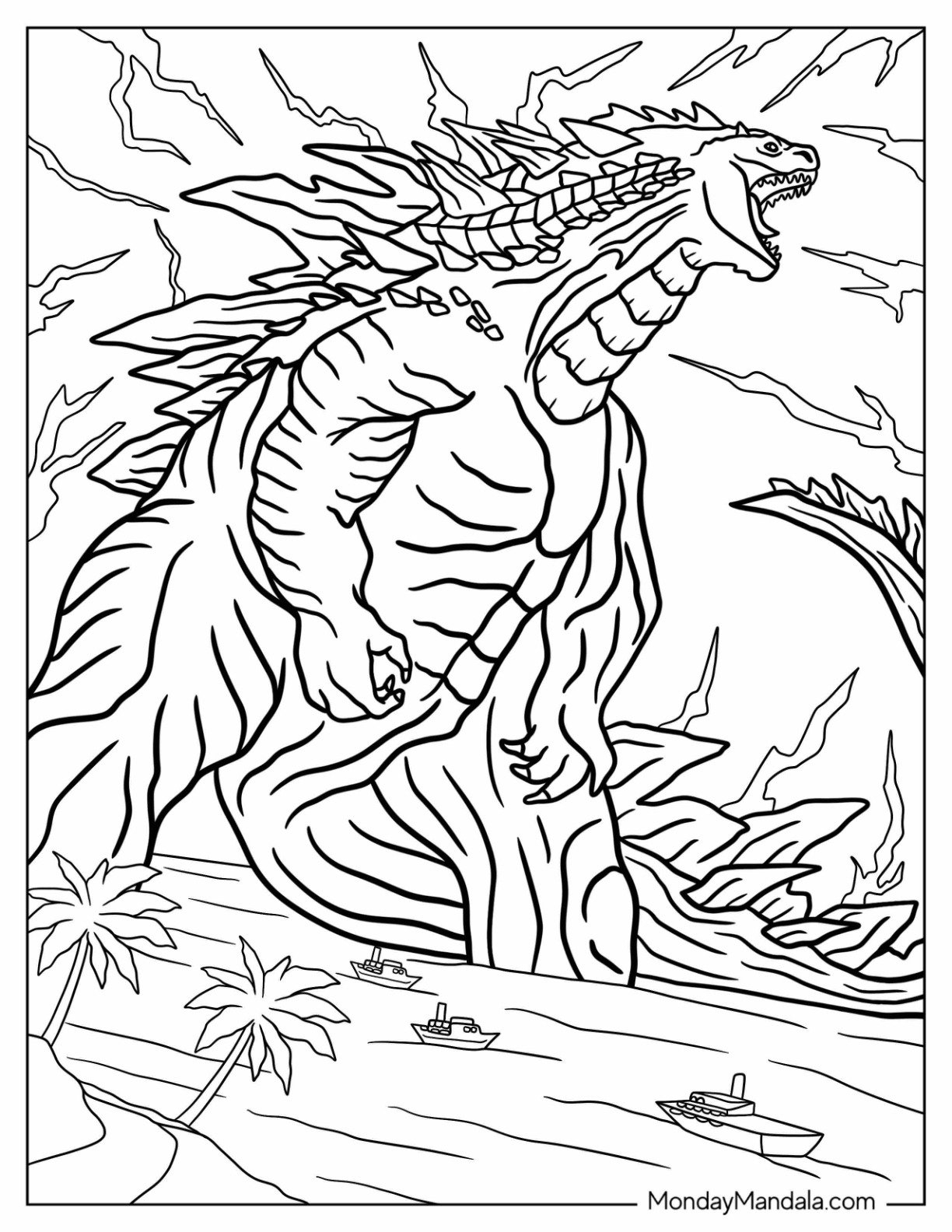 printable godzilla pictures to color
