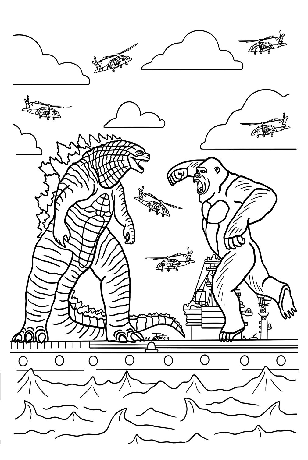 Godzilla X Kong Coloring Pages