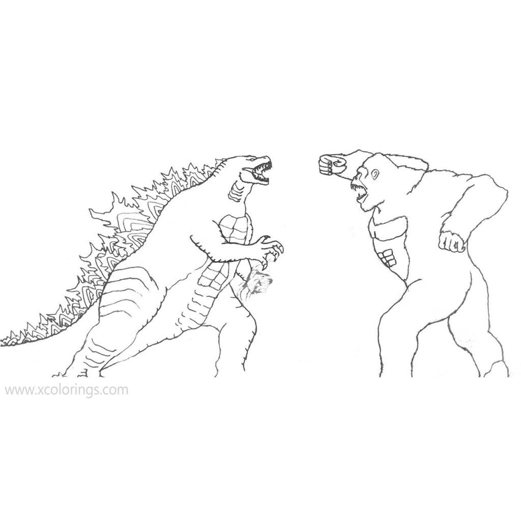 Godzilla Vs Kong Coloring Pages XColorings