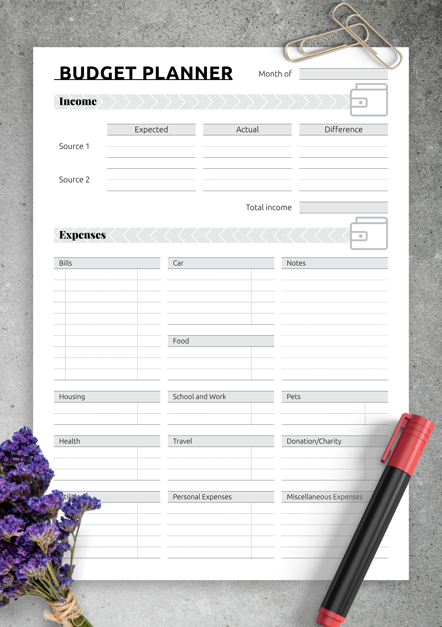 free downloadable budget sheets