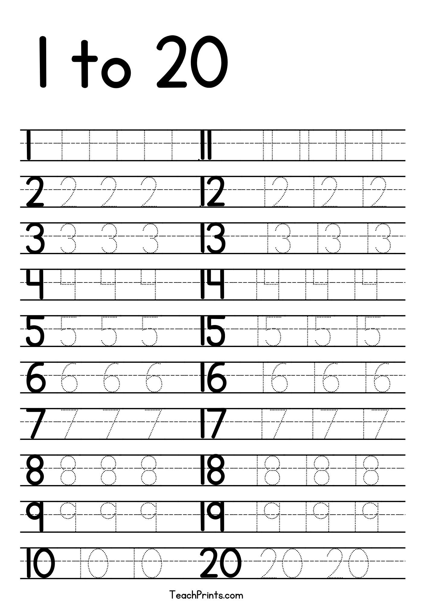 Grab All Of My Kids And Kindergarten Number 1 20 Tracing Worksheets