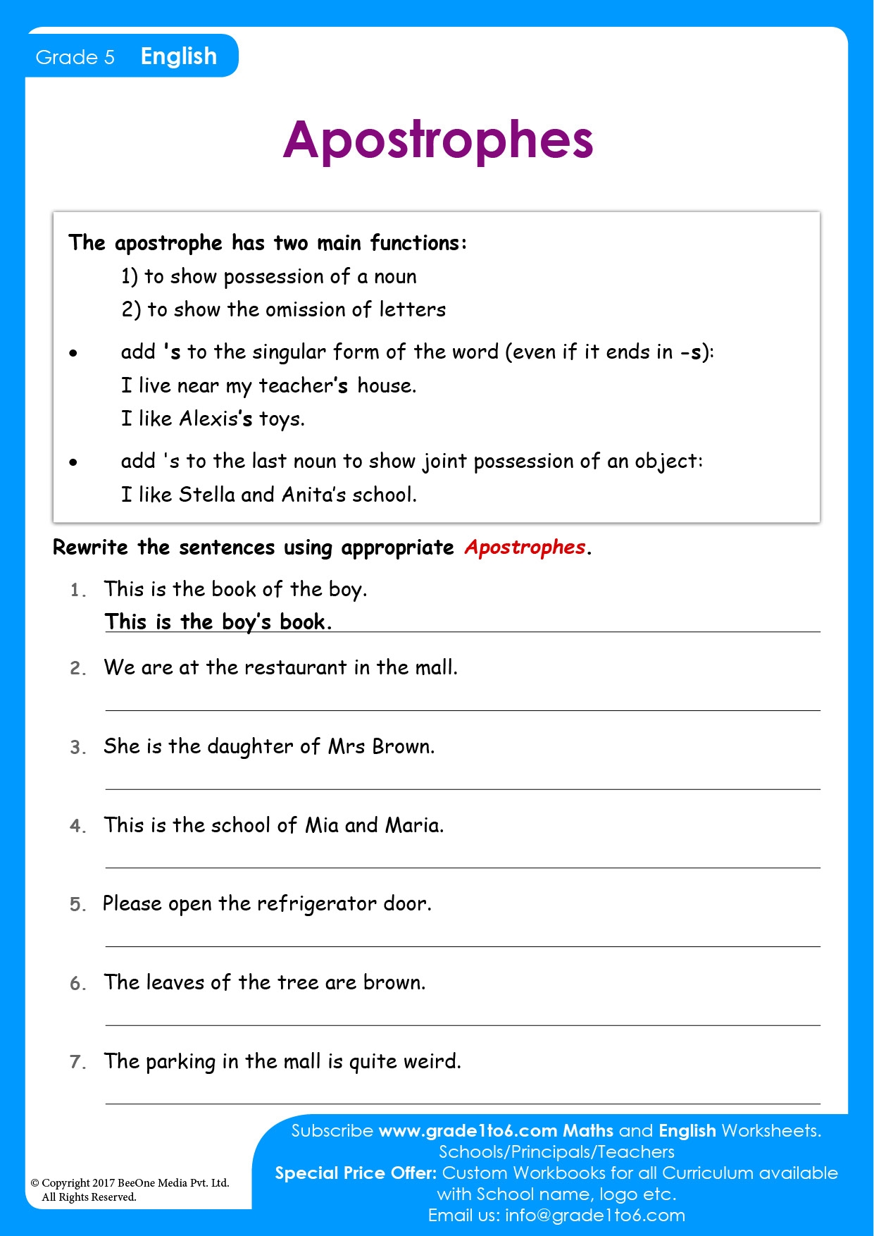Grade 4 Apostrophe Worksheets Free Printables Worksheets 