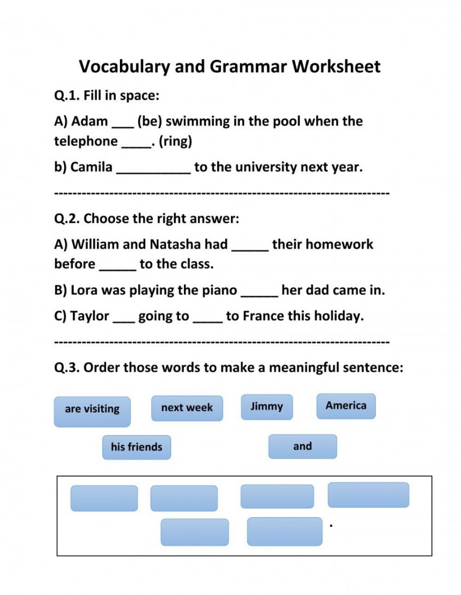Grade 8 Vocabulary Worksheets Printable PDF Template