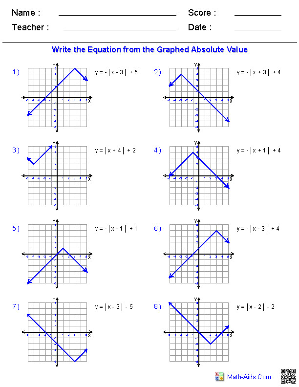 Graph Absolute Value Equations Worksheet Equations Worksheets