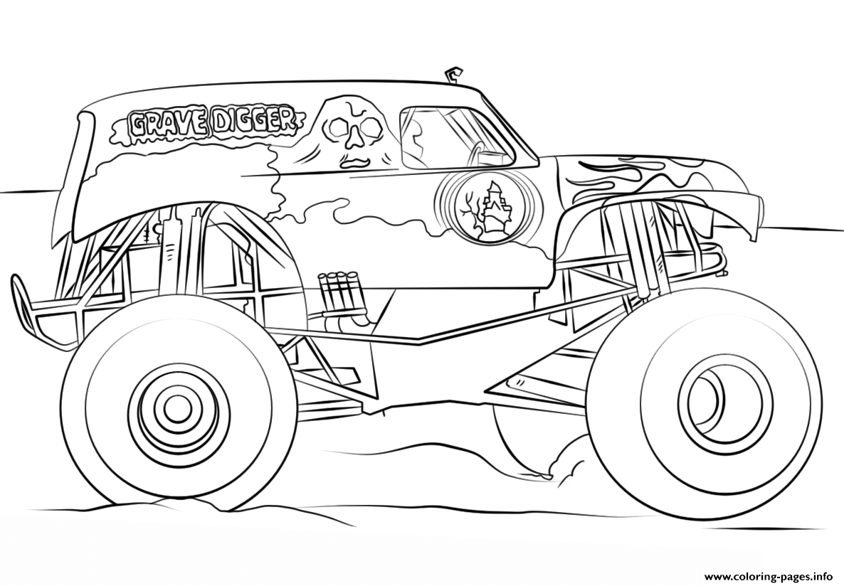 Grave Digger Monster Truck Bigfoot Coloring Page Printable