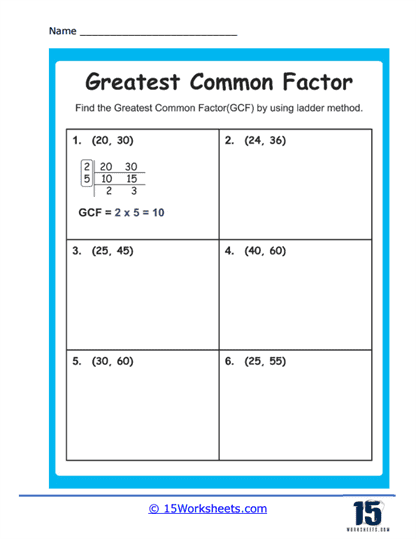 Greatest Common Factors Worksheets 15 Worksheets Worksheets Library