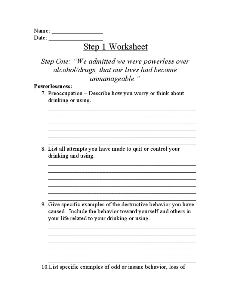 Group Step 1 Worksheet PDF Drugs Applied Psychology Worksheets