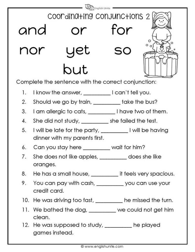 Halloween Coordinating Conjunction Worksheet AlphabetWorksheetsFree