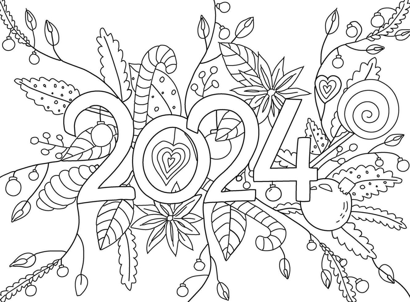 Hand Drawing Coloring Page For Kids And Adults Holiday Greeting Card 