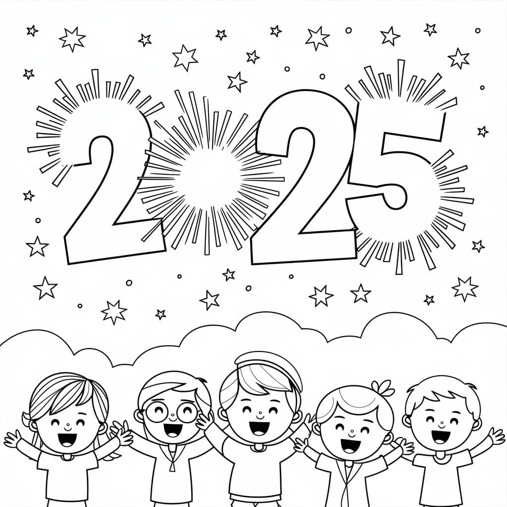 Happy New Year Color Pages