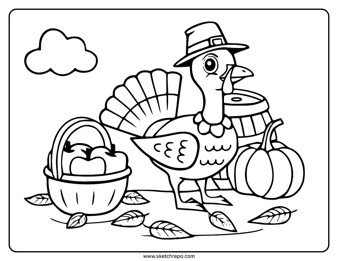 Happy Thanksgiving Coloring Page Sketch Repo