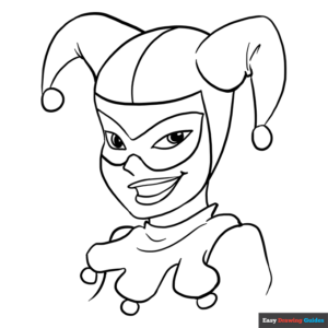 Harley Quinn Coloring Page Easy Drawing Guides