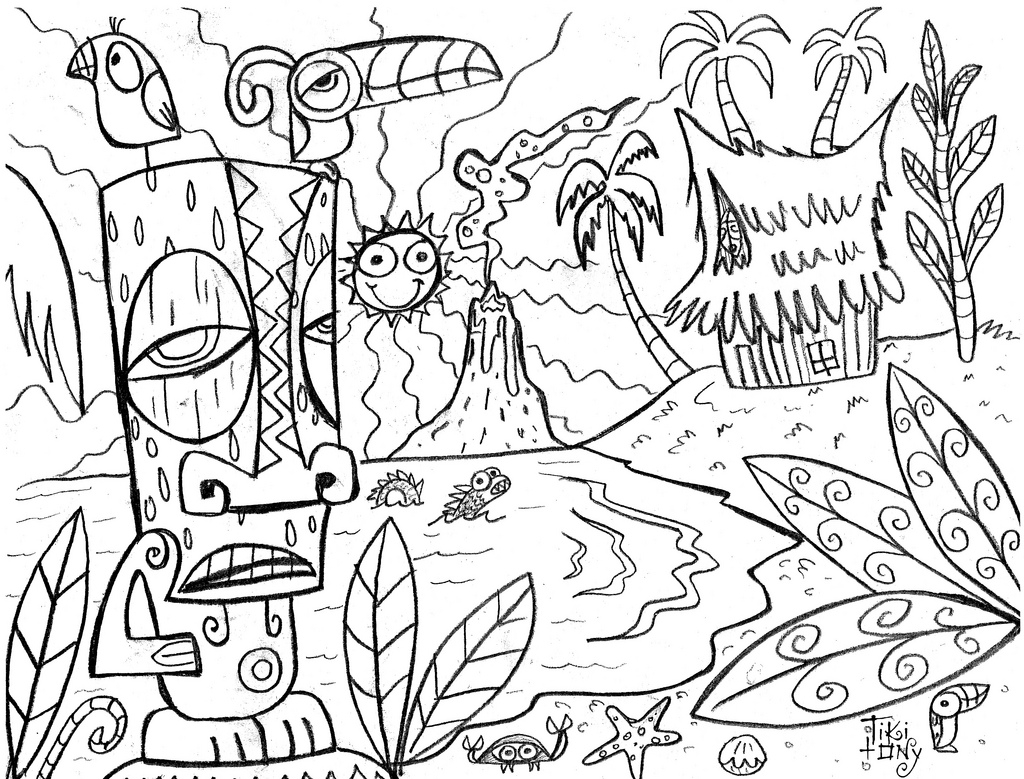Hawaiian Islands Coloring Page