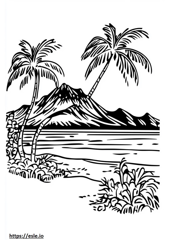 Hawaiian Islands Coloring Page
