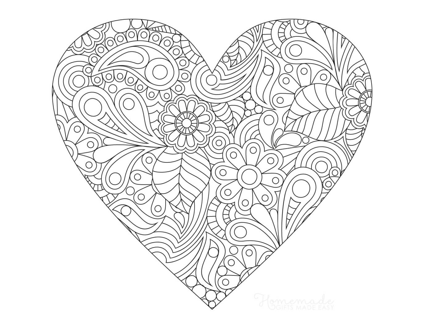 free printable heart coloring pages