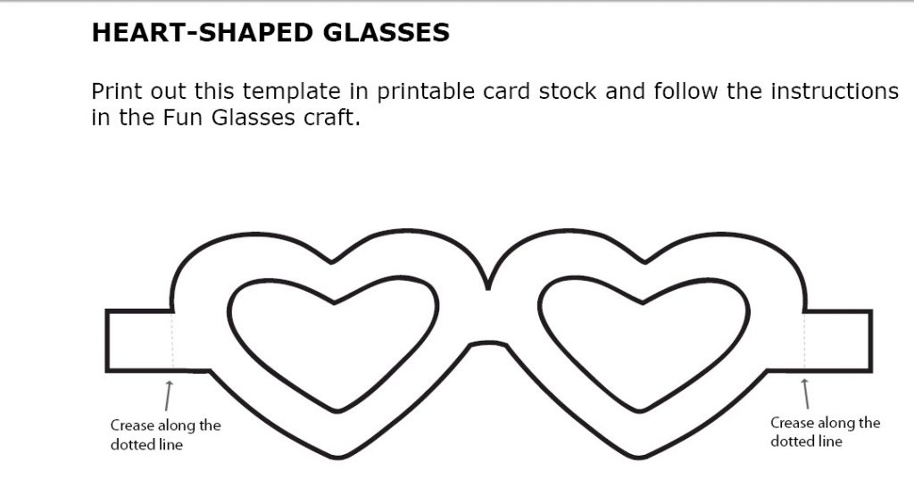 Heart glasses template Free Kids Crafts