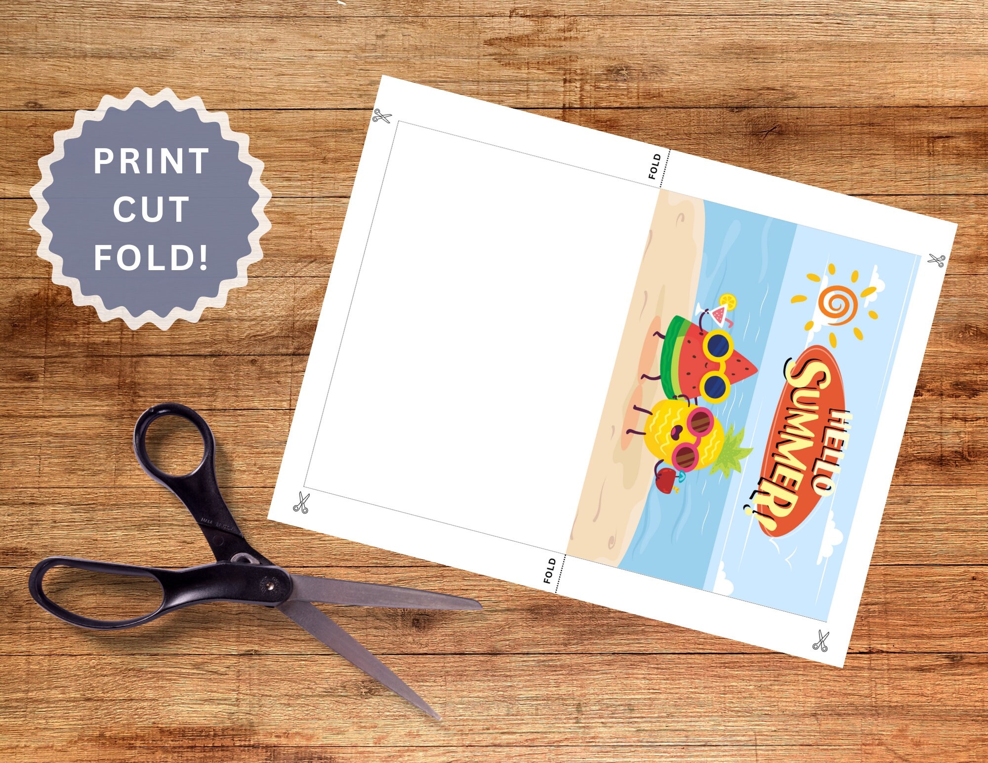 Hello Summer Card Printable Summer Card 5 X 7 Cards Digital Download 
