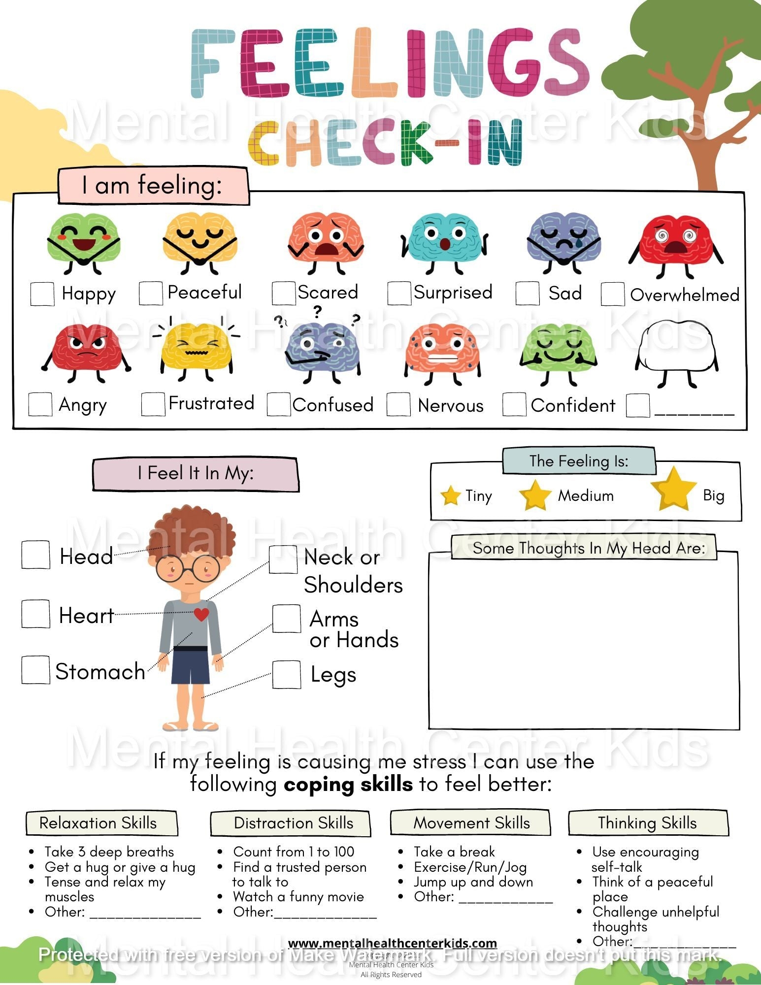 feelings identification worksheet