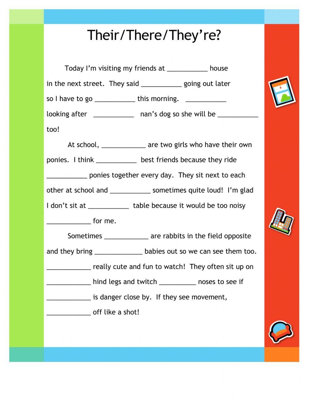 there their or they're worksheet
