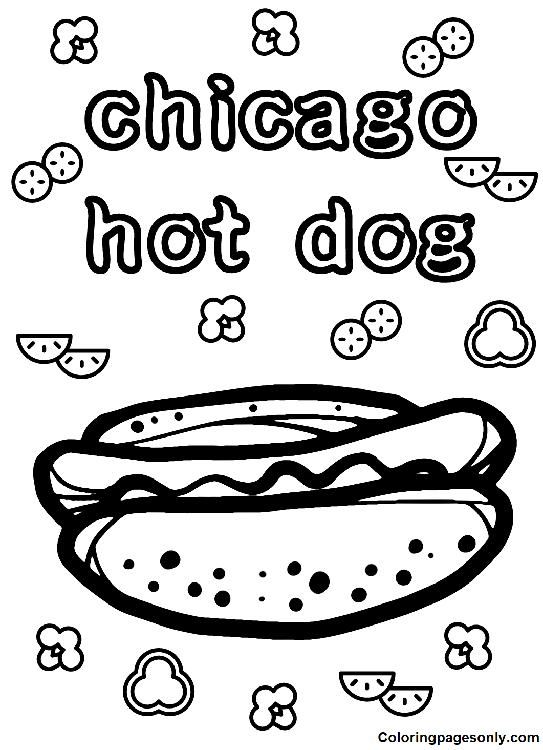 Hot Dog Coloring Page