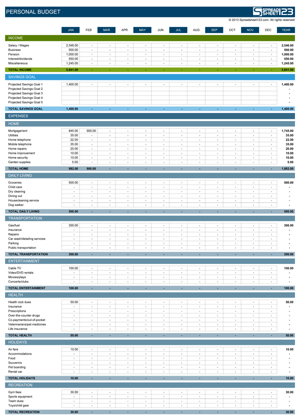 Household Budget Excel Worksheet Fityace
