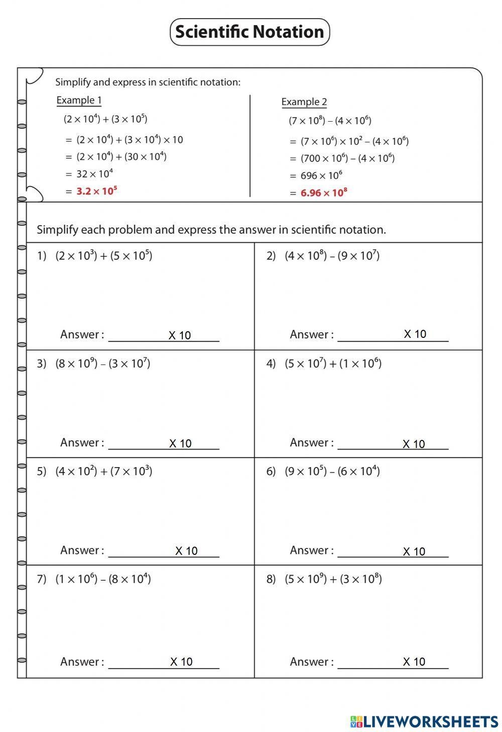 How To Add And Subtract In Scientific Notations FREE Worksheet 