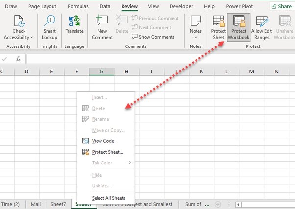 delete worksheet excel