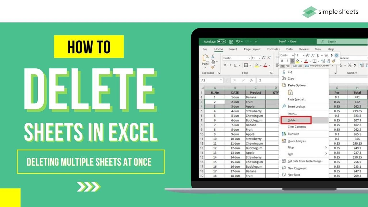 How To Delete Sheets In Excel Deleting Multiple Sheets At Once 