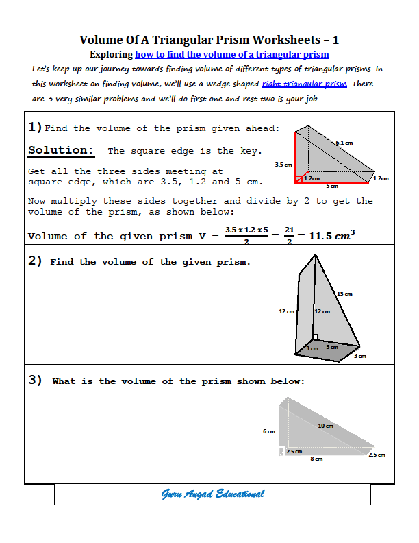 How To Find The Volume Of A Triangular Prism Steemit Worksheets Library