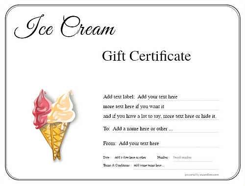 Ice Cream Gift Certificate Templates