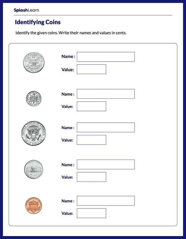 coin id worksheets