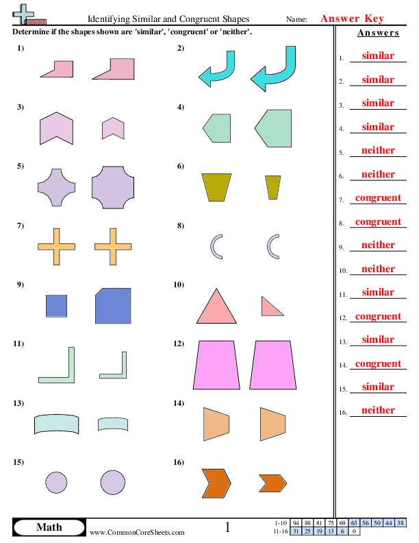 congruent shapes worksheets