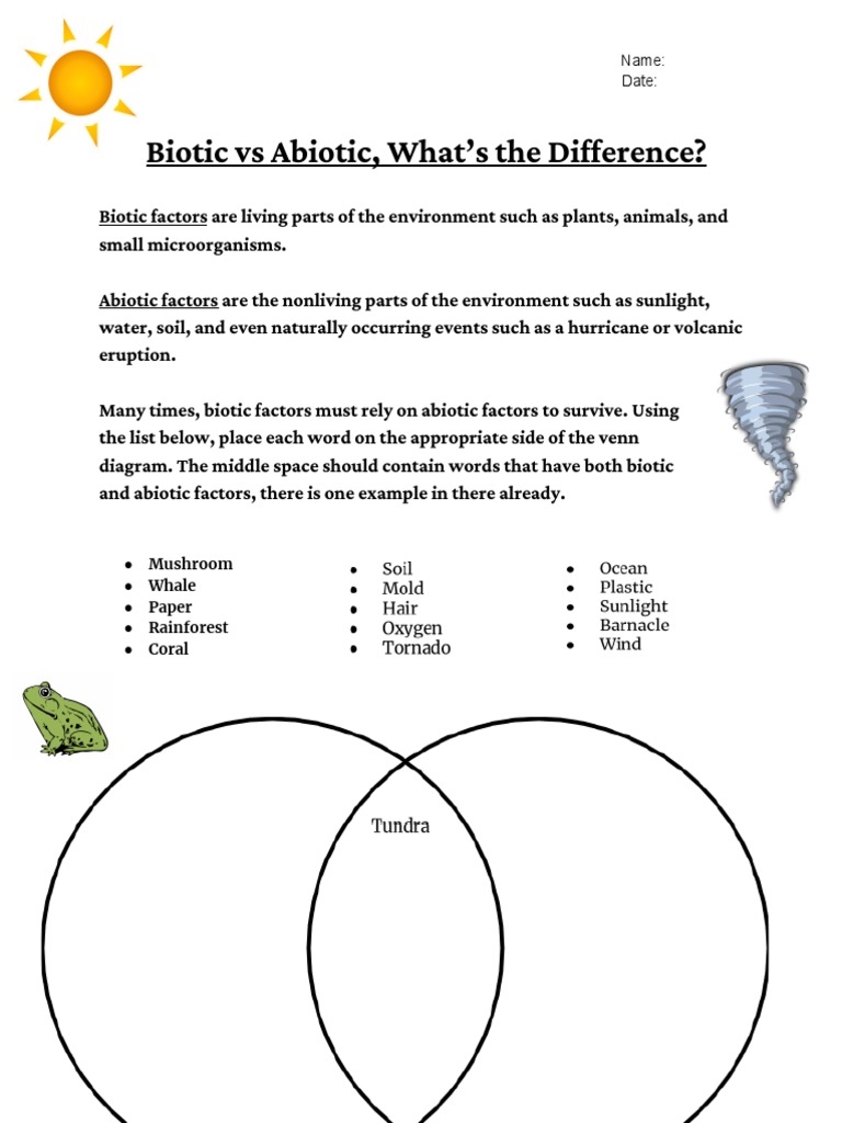 biotic vs abiotic worksheet