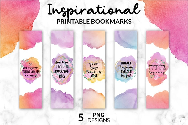 Inspirational Bookmarks Motivational Quotes Watercolor Bookmarks