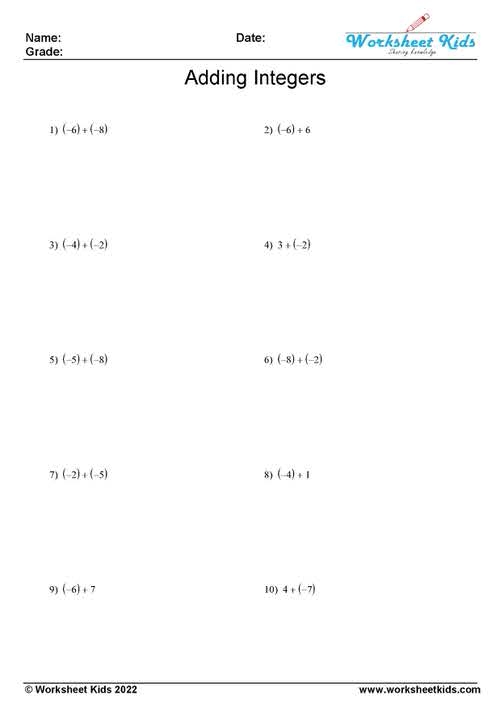 Integers Worksheets Worksheets Library
