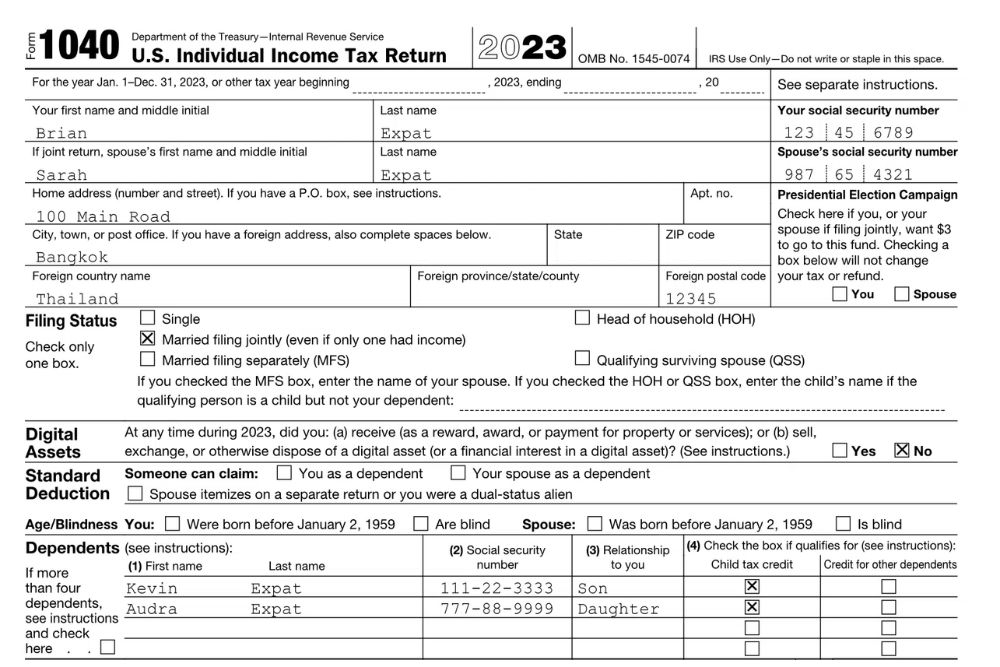 IRS Form 1040 How To File Your Expat Tax Return Worksheets Library