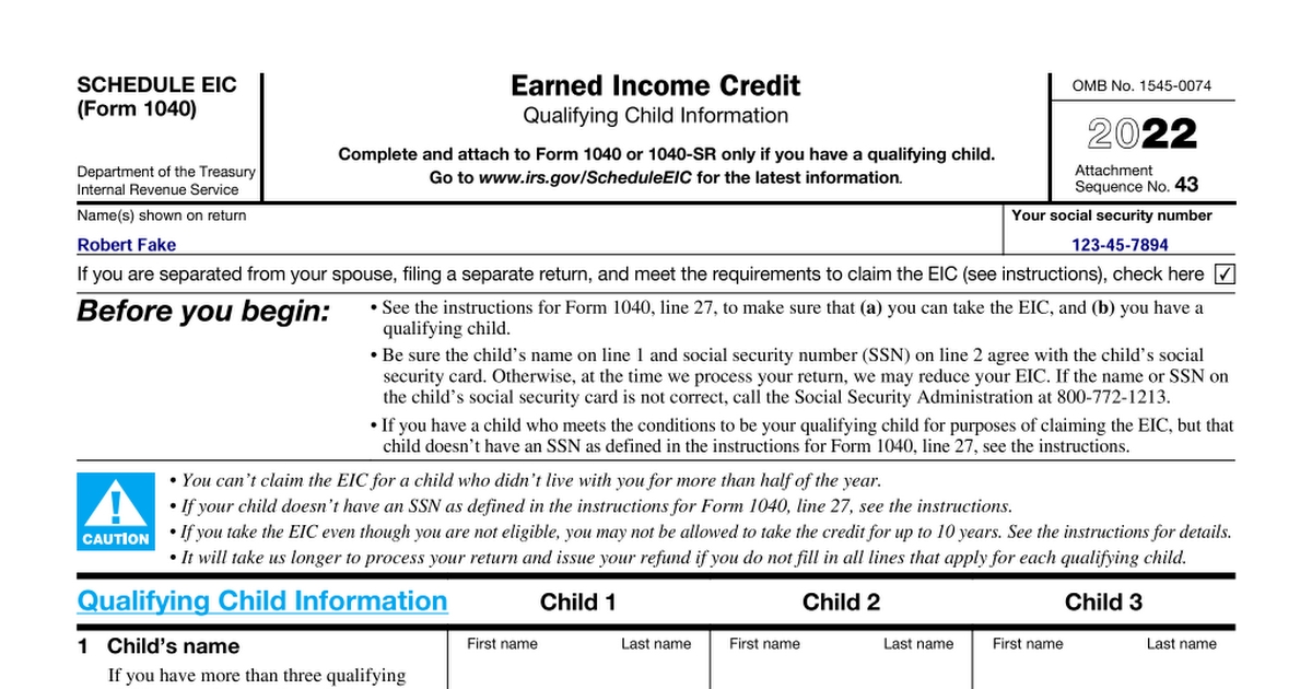 eic earned income credit worksheet
