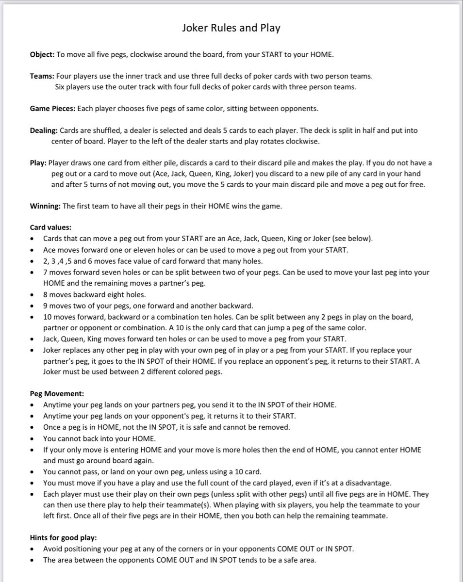 Joker Board Game Rules Artofit