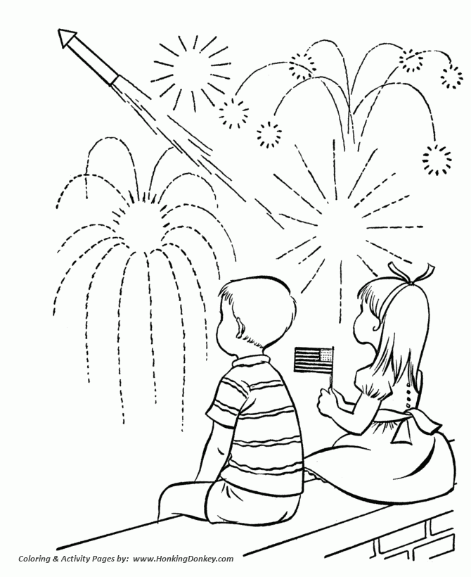 July 4th Coloring Pages July Fourth Fireworks Show Coloring Page 