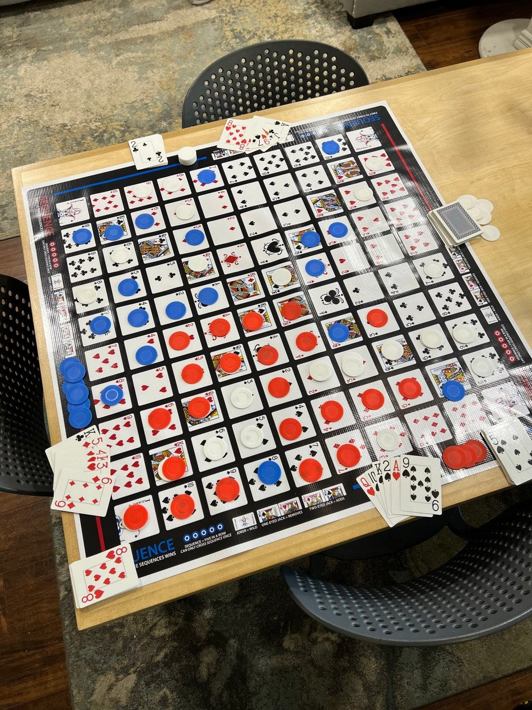 Jumbo Sequence Game Giant Board Game Mat Cards And Chips Included Etsy