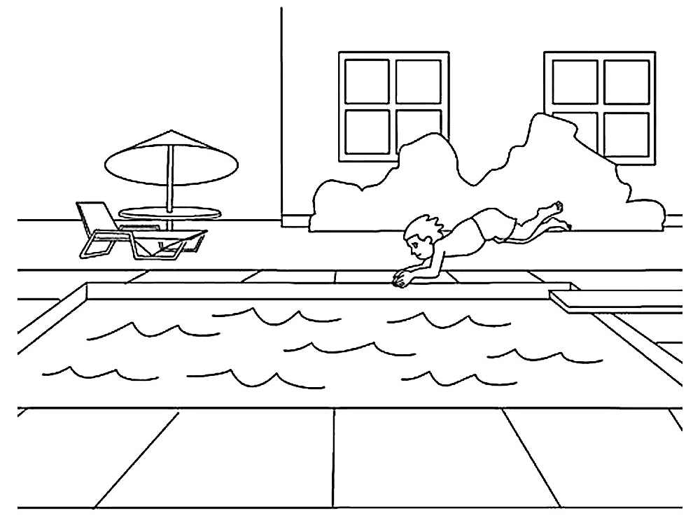 Kids In Swimming Pool Coloring Pages Coloring Cool