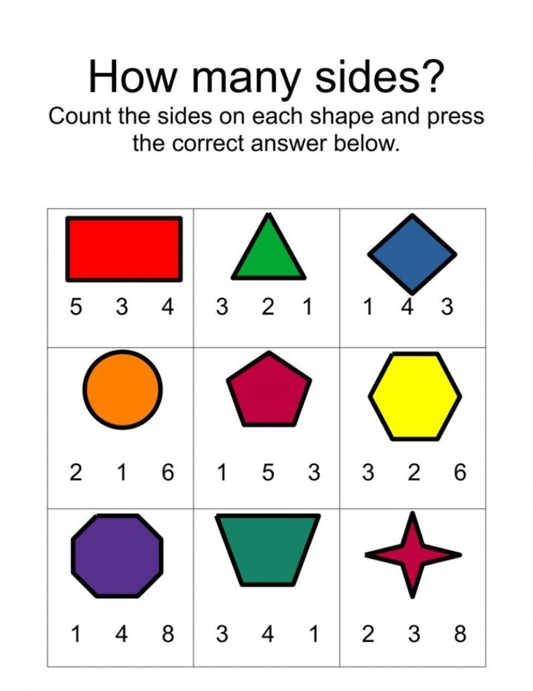 worksheet of shapes for kindergarten