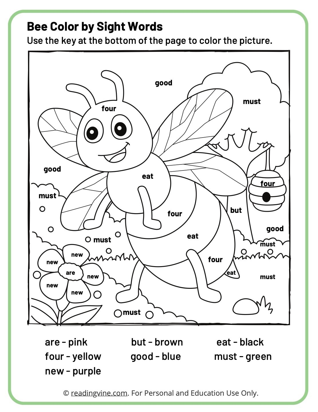 worksheets for kindergarten sight words