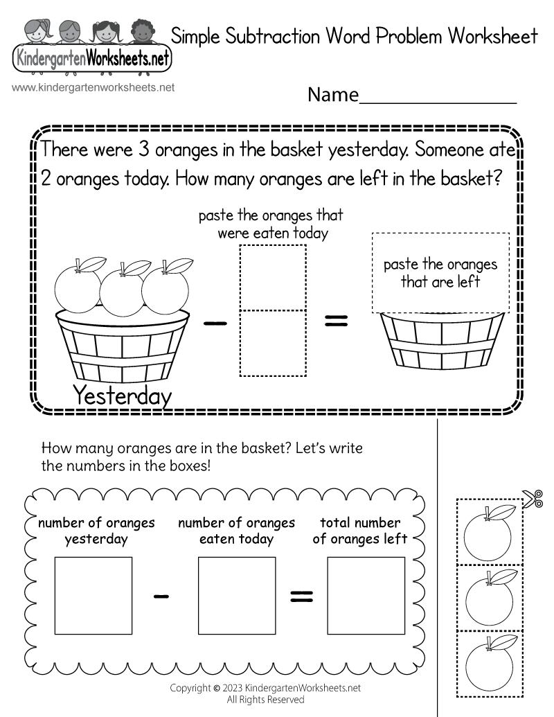 Kindergarten Story Problem Worksheets Kindergarten Worksheets