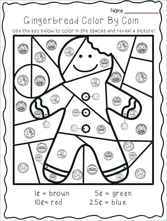 Kindergarten Worksheets Color By Coin Coloring Pages Coloring Cool