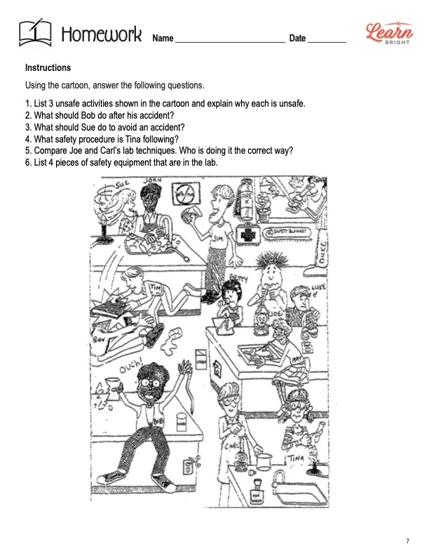 Lab Safety Worksheet Name Lab Safety Worksheet Look At The 