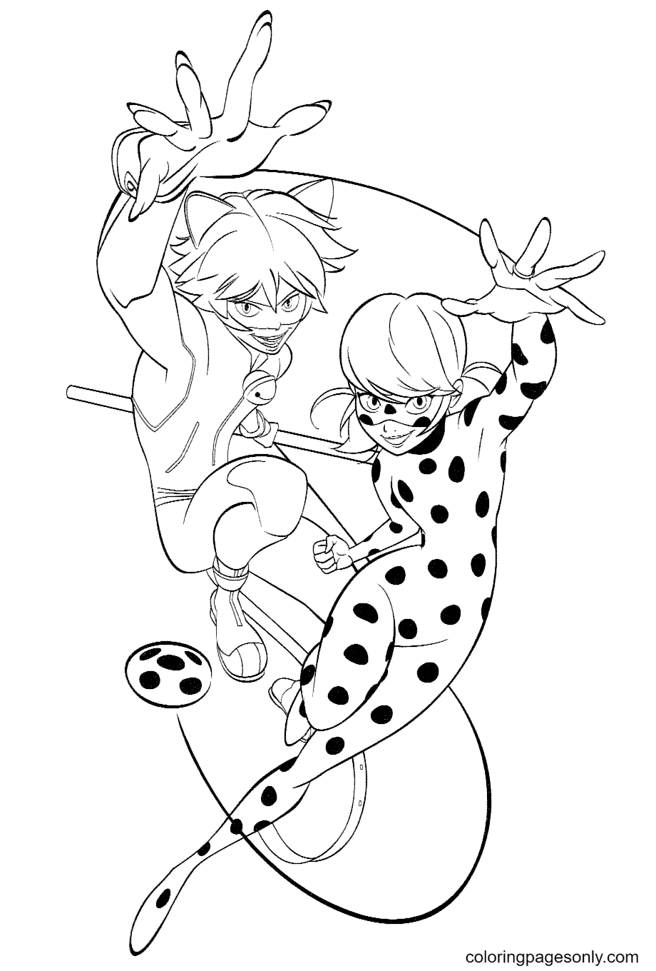 Ladybug Wit Cat Noir Coloring Pages Free Printable Coloring Pages