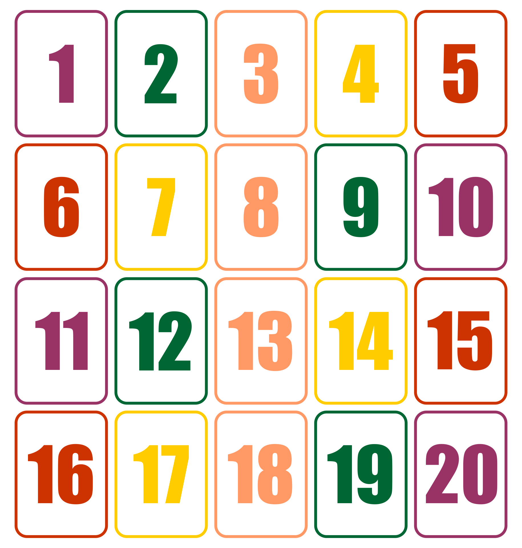 Large Number Cards 1 20 10 Free PDF Printables Printablee 