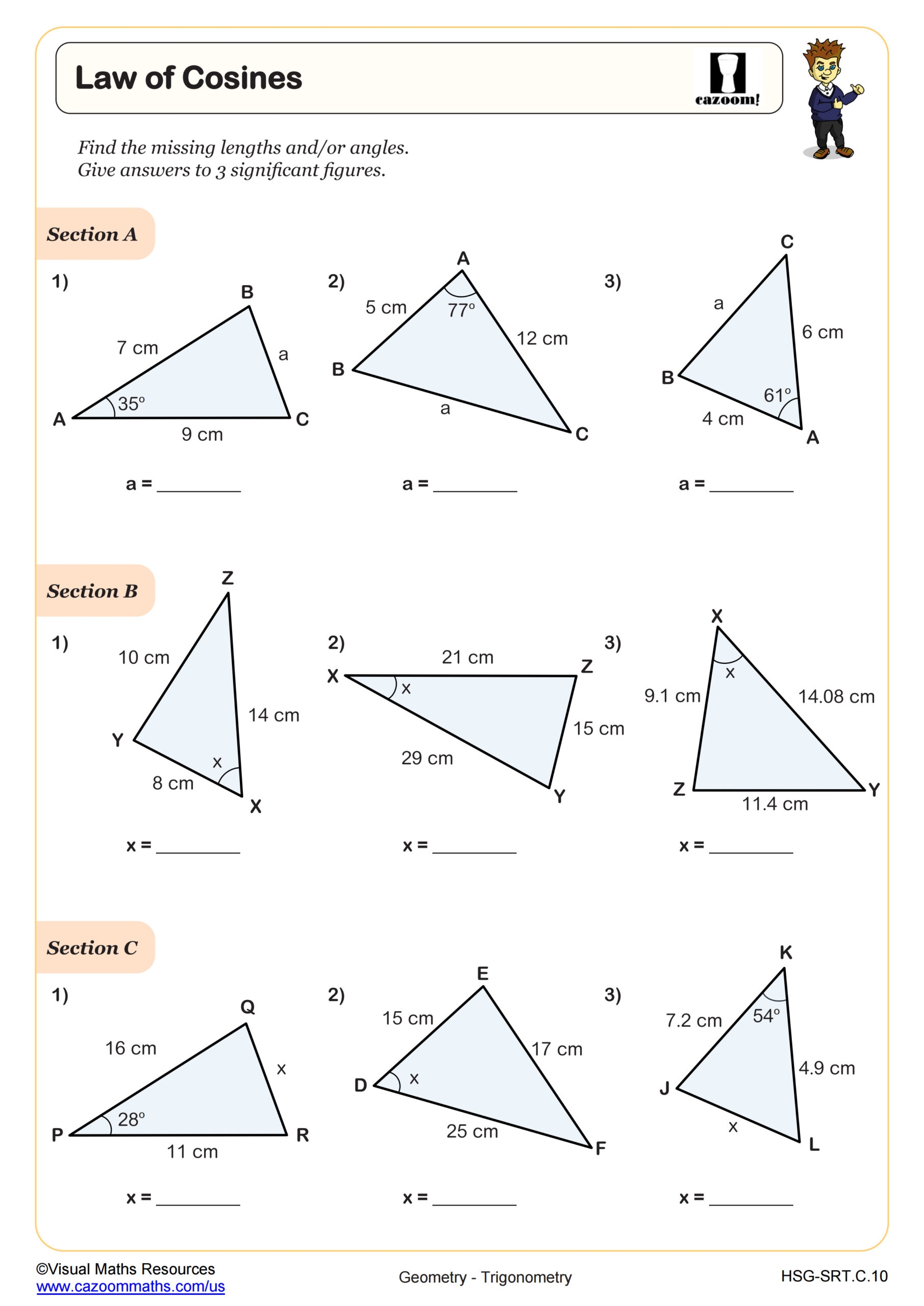 Law Of Cosines Worksheet Algebra II PDF Worksheets Worksheets Library